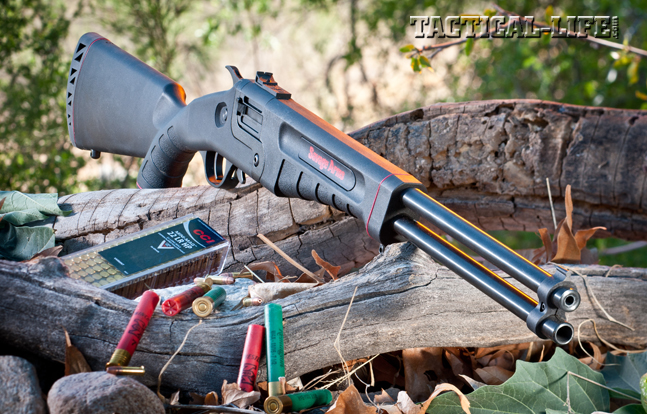 Savage Arms’ new lightweight Model 42 over/under is easy to carry and provides a quick follow-up solution for harvesting small game. The top barrel is chambered for .22 LR ammo while the bottom is ready for .410 shotshells.