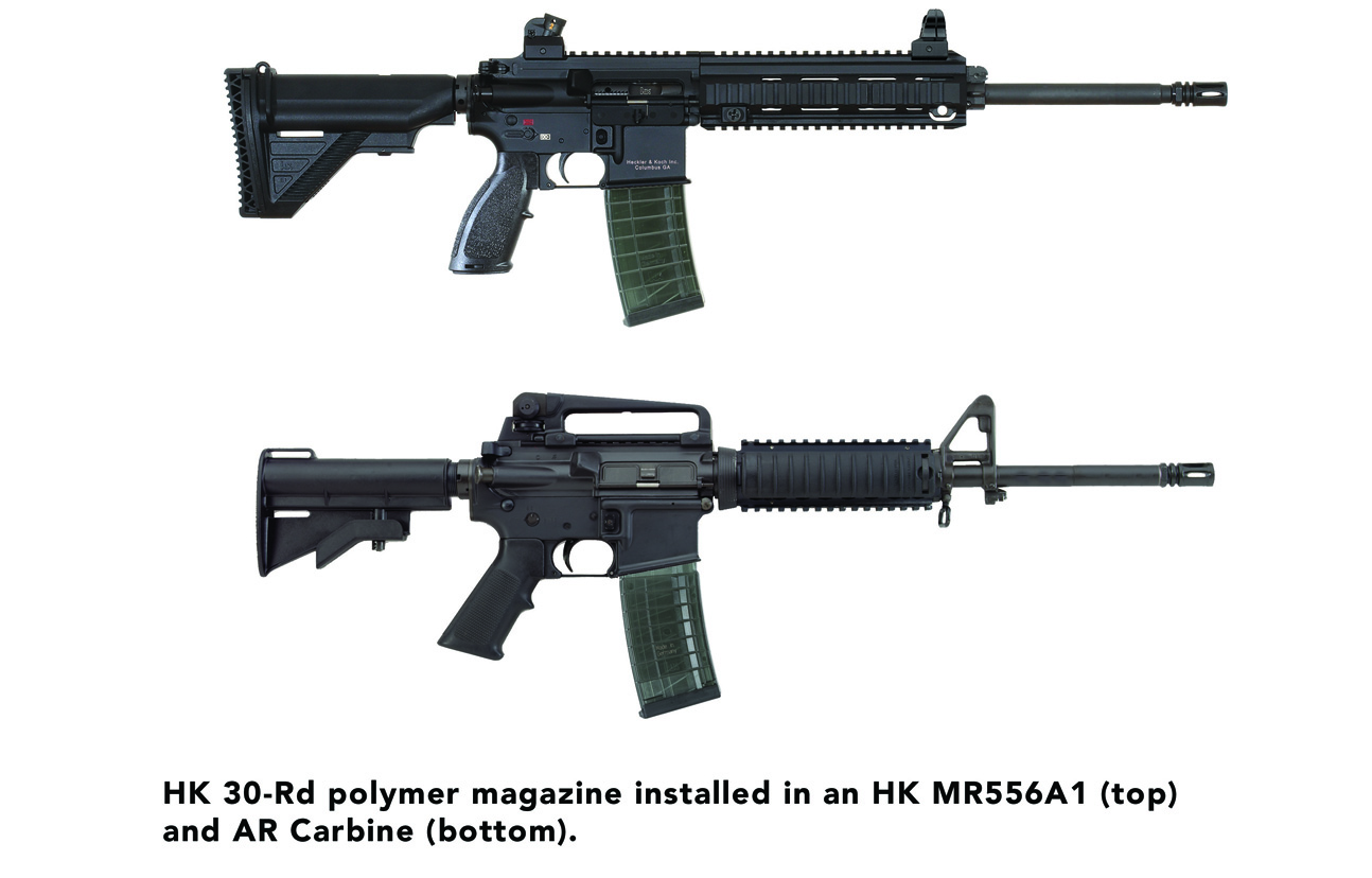 HK 30-Round Polymer Magazine in an HK MR556A1 and an AR carbine