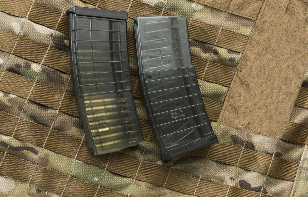 HK 30-Round Polymer Magazines, loaded and empty