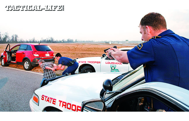 If possible, have a partner provide backup while you handcuff the suspect, just in case he or she breaks loose and tries to fight back.