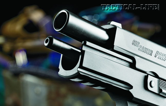 Sig equips the P227 Nitron with a 4.4-inch barrel. Also note the full-length guide rod located below the barrel of the pistol.