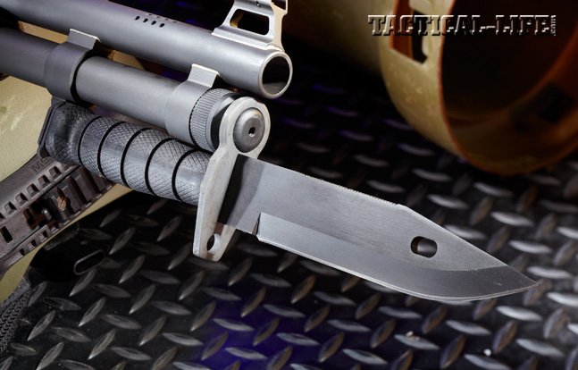 What’s better than a 12 gauge in close quarters? One with a bayonet—just like the shotguns used by U.S. soldiers in WWI. Mossberg offers an M9 bayonet as an option with its formidable 590A1, a pump action ready for harsh extremes and packing 8+1 rounds of thunder.