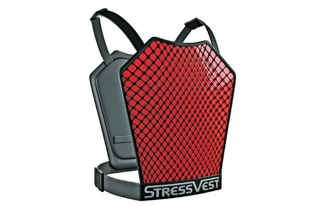 The StressVest, which offers an effective means of providing instant-feedback-oriented training, features panels that read strikes from laser beams.