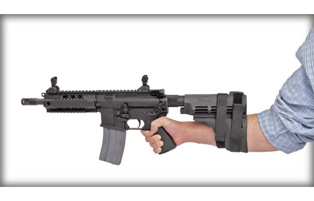 The ATF says firing an AR-15 pistol from the shoulder using a product such as the SIG Sauer SB15 Pistol Stabilizing Brace (pictured) will not cause the weapon to be reclassified as a Short Barreled Rifle (SBR)