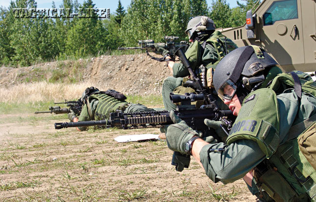 The Alaska State Trooper SERT “Summer School” provides a chance for the entire team to practice, compete and realistically train together on fundamentals such as performing dynamic entries, gas deployment and tactical firearms skills.