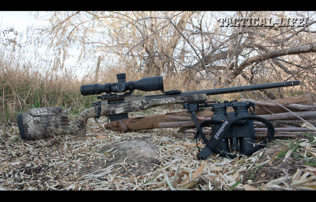 The Tactical II’s Kryptek Highlander finish and flat-black, carbon-fiber barrel work well in the field.