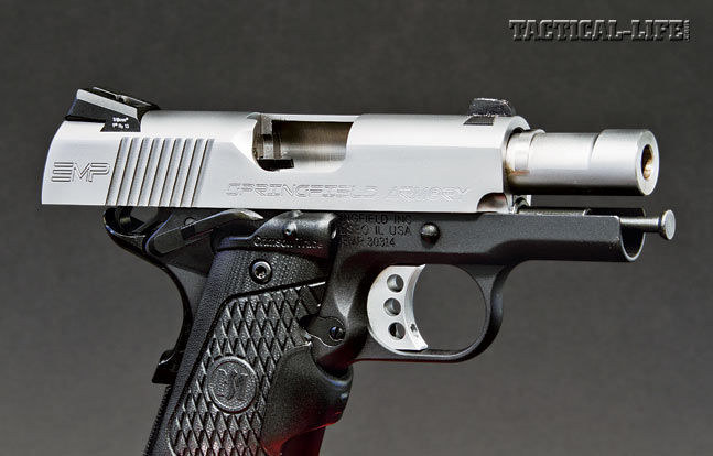 The EMP has all the features normally found on custom-grade 1911s. Crimson Trace Lasergrips can be a great addition for faster aiming.