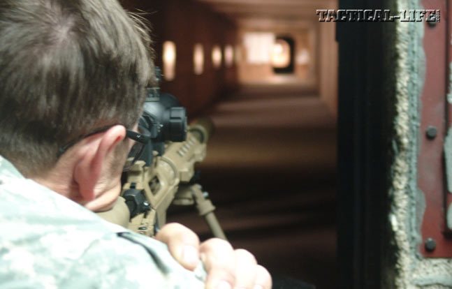 One of the U.S. Army snipers that provided cover during Operation Anaconda shoots down Remington’s 400-meter Erie Canal range with the M2010.
