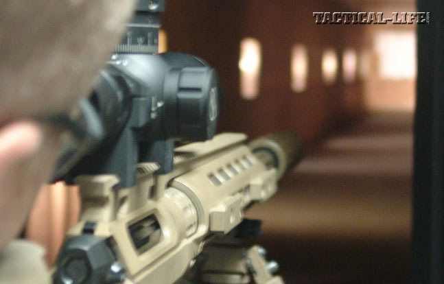 PM Soldier Manager Col. Scott Armstrong took a turn behind the M2010 and showed that he still had the talent to hit targets at 400 meters.