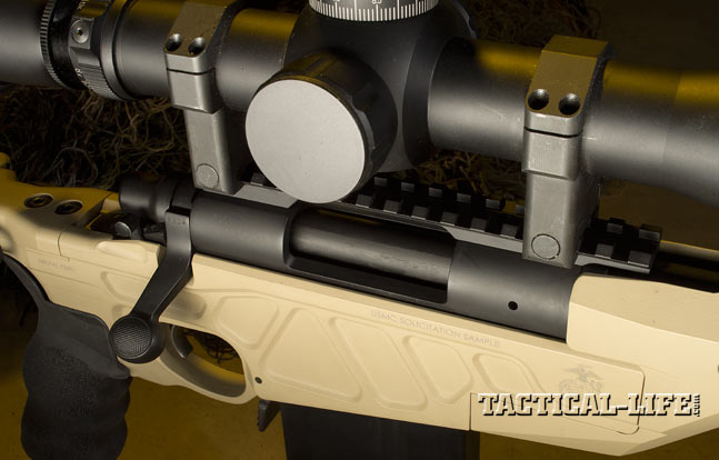 A one-piece scope rail comes standard on the Accurate-Mag AM40A6, and the forend offers plenty of space for mounting night vision.