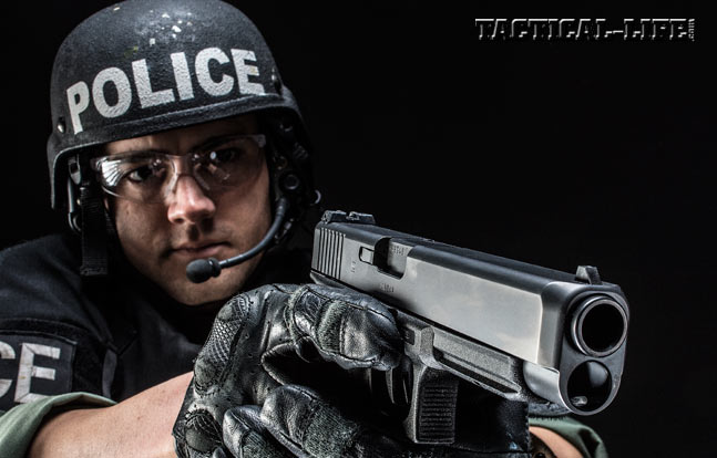 Glock’s new G41 Gen4 offers a longer, slimmer slide, officer-friendly ergonomics, a 13+1 capacity of .45 ACP and Glock’s duty-ready reliability.