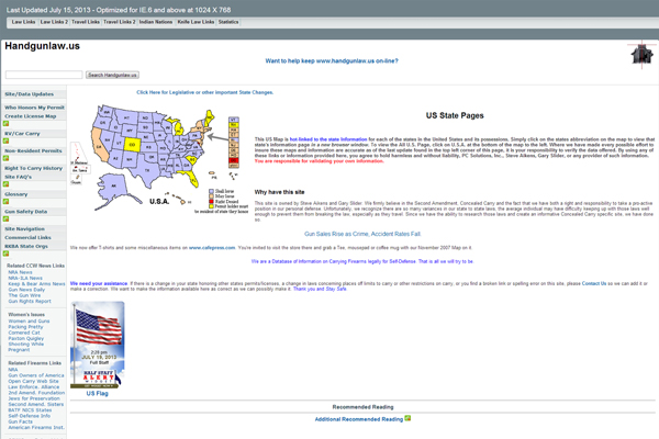 Keep up to date with concealed carry laws via Handgunlaw.us