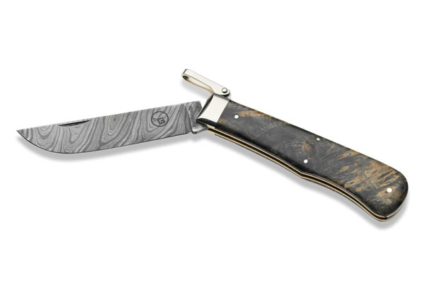Gaston J. Glock style LP's Meteorite Damascus Pocket Knife