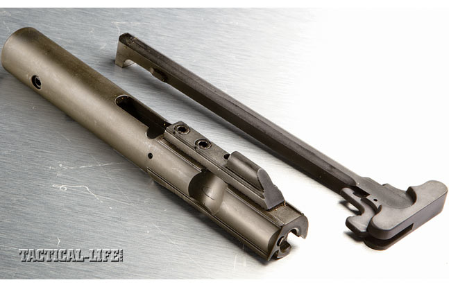As the charging handle and bolt carrier show, the LAR-9 utilizes a blowback operating system.