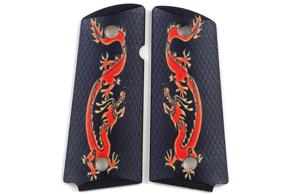Rio Grande Custom Grips: Compact 1911 Red Dragon image grips with new RioGrip surface.