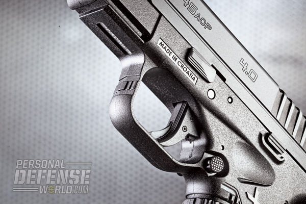 All XD-S models employ a blade trigger safety. The serrated mag release is ambidextrous.