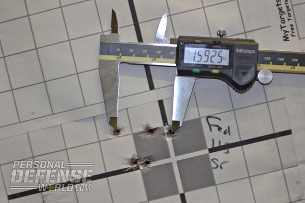 Accuracy was perfectly acceptable as a defensive firearm. Federal 115-grain produced this five-shot 1.59-inch group.