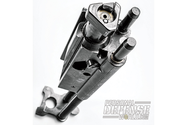 The bolt carrier group includes the recoil plate, recoil springs, recoil spring guide rods, bolt carrier, firing pin and bolt.