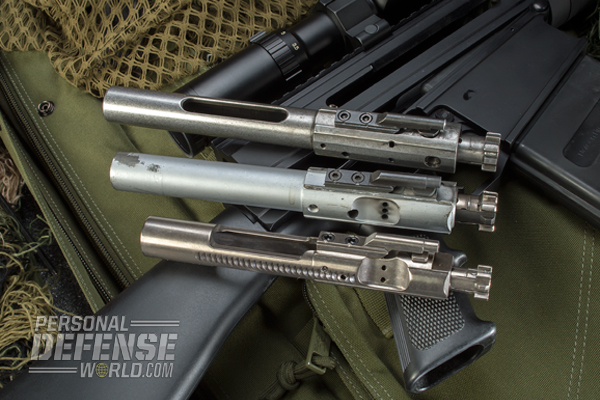 Internally, the BN36 functions like nearly every AR-15, it's just bigger. Note the size difference of the BN36 bolt (top) compared to the others.