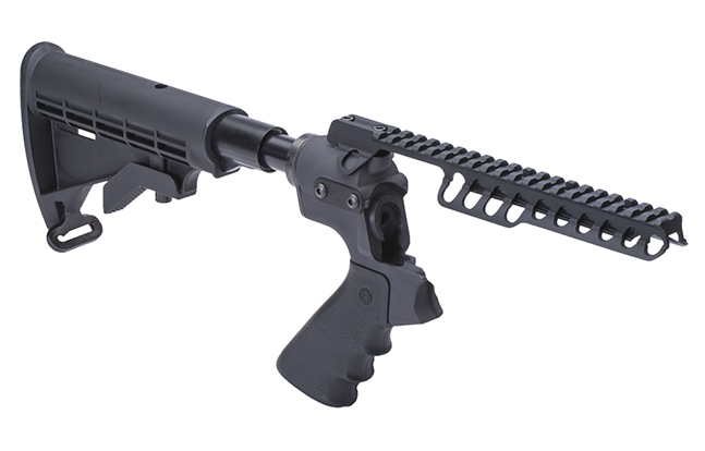 Mesa Tactical Telescoping Hydraulic Recoil Stock and Rail for Moss 500 lead