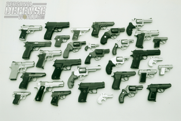 The 32 handguns concealed by John Bianchi.