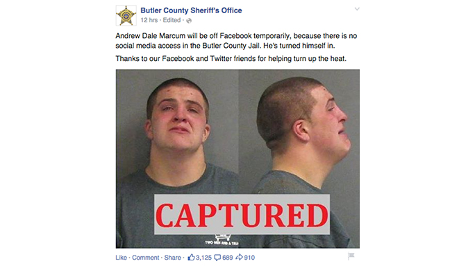 Butler County Sheriff's Office Andrew Dale Marcum Facebook