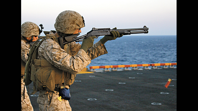 The Benelli M1014 is a gas-operated semi-automatic weapon.