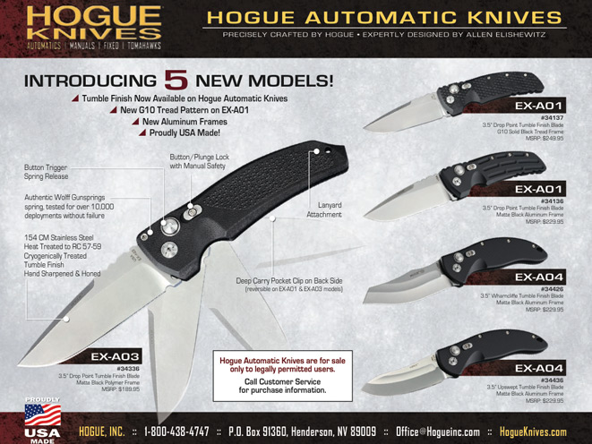 hogue, hogue knife, Hogue Folding Knives, hogue automatic folding knives