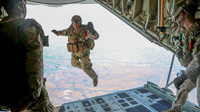 Recon Marines Static-Line Parachute Operations