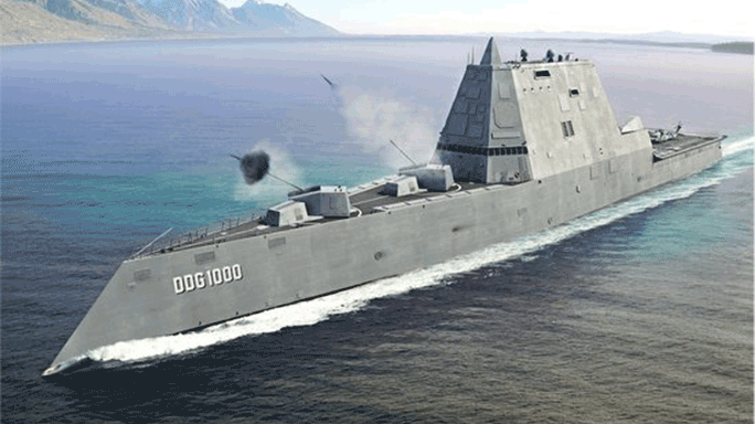 U.S. Navy USS Zumwalt Futuristic Destroyer At-Sea Testing