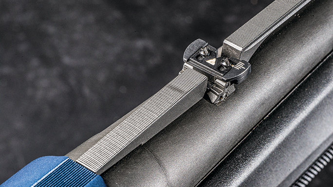 FN America SLP Competition shotgun rear sight folded