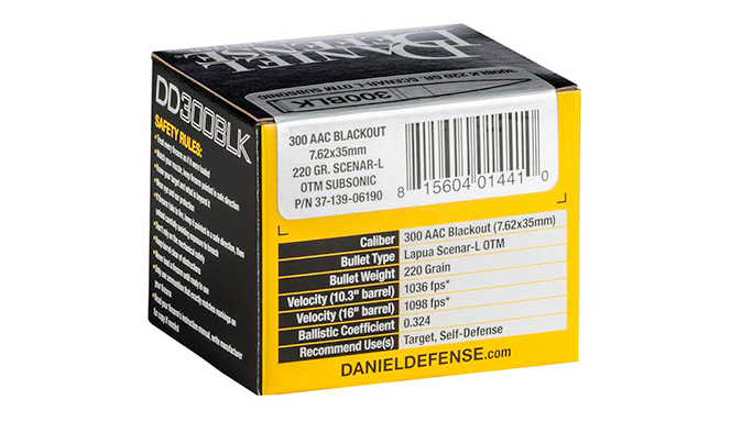 Daniel Defense First Choice 300 AAC Blackout ammo specs