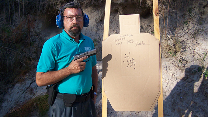 DA-SA Semi-Auto Pistol Massad Ayoob target