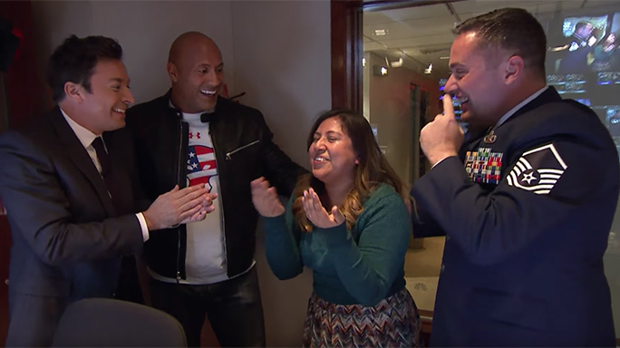 Jimmy Fallon The Rock surprise military vet