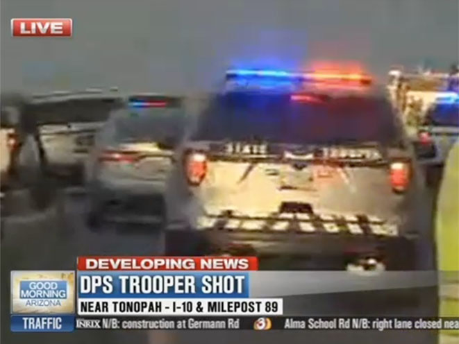 arizona trooper shot by armed suspect