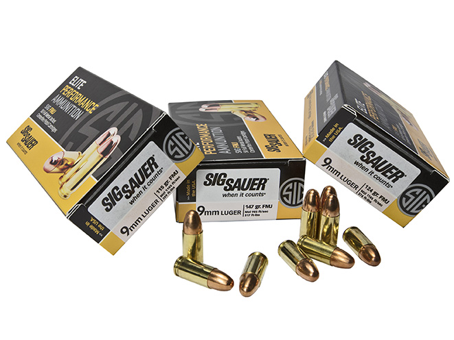 sig sauer 9mm FMJ elite performance ammunition