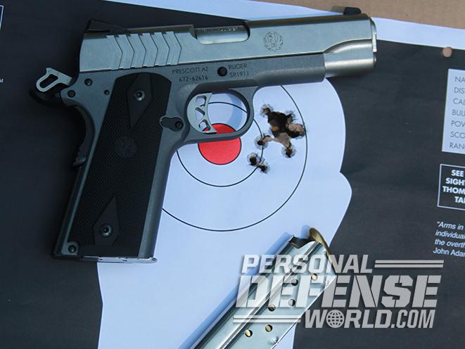 Ruger SR1911 Lightweight Commander 9mm pistol grouping