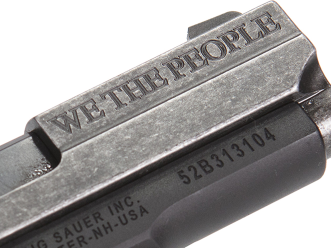 Sig Sauer P938 We The People pistol engravings