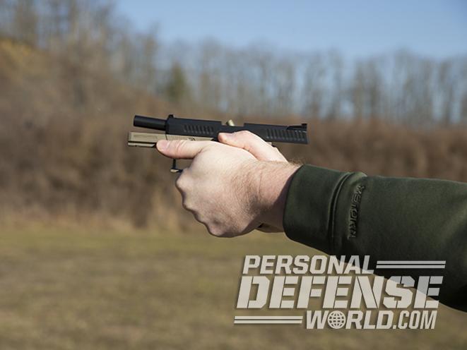 CZ P-10 C FDE pistol firing