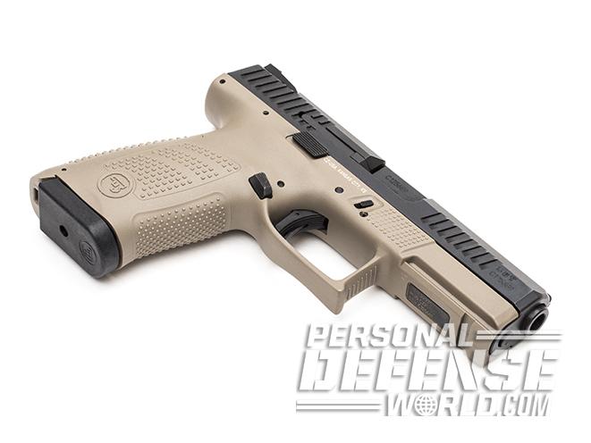 CZ P-10 C FDE pistol right angle