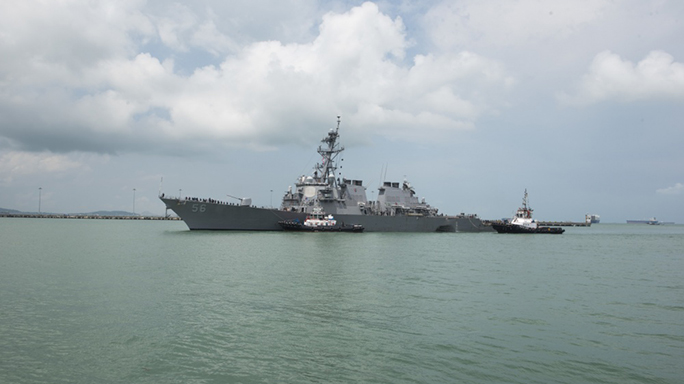 us navy ship john s mccain collision damage tugboats