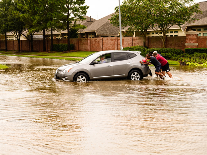 hurricane harvey flooding car