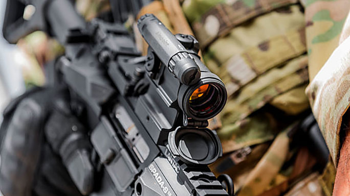 Aimpoint CompM5 aiming downward