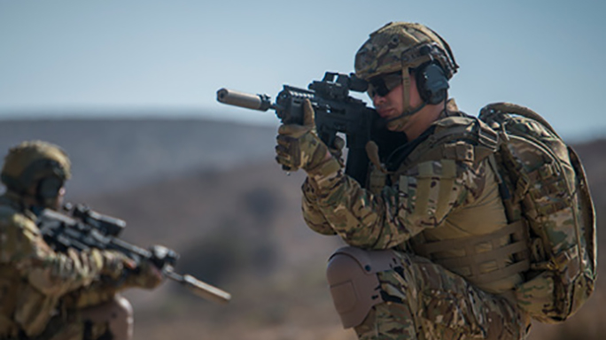 IWI Tavor 7 bullpup rifle firing