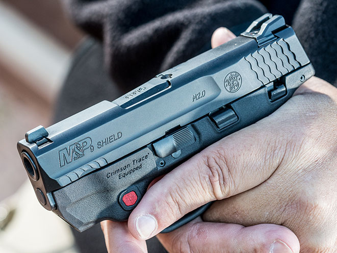 Smith & Wesson M&P Shield M2.0 Pistol athlon outdoors rendezvous Crimson Trace grip