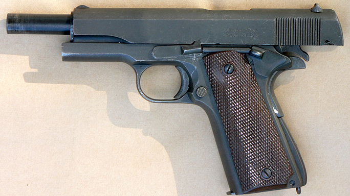 surplus 1911 pistol slide back left profile