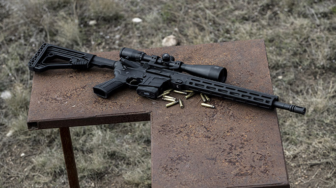 Savage MSR 15 Recon combat rifle rendezvous table