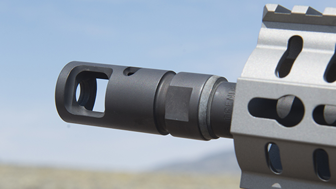 CMMG MkW-15 XFT2 rifle brake left angle