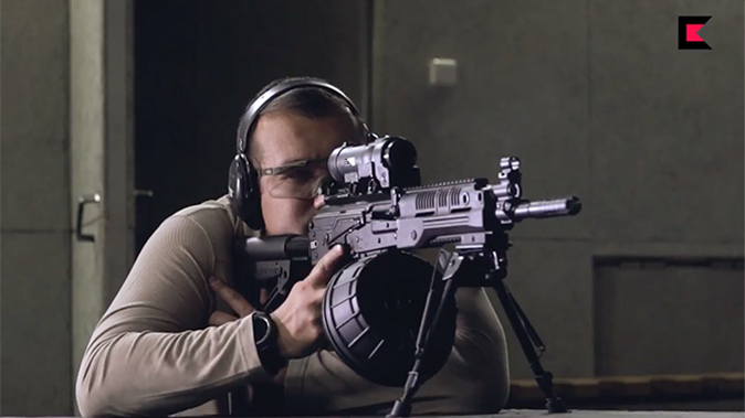 Kalashnikov RPK-16 machine gun firing