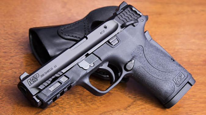 Smith & Wesson M&P380 Shield EZ pistol left angle